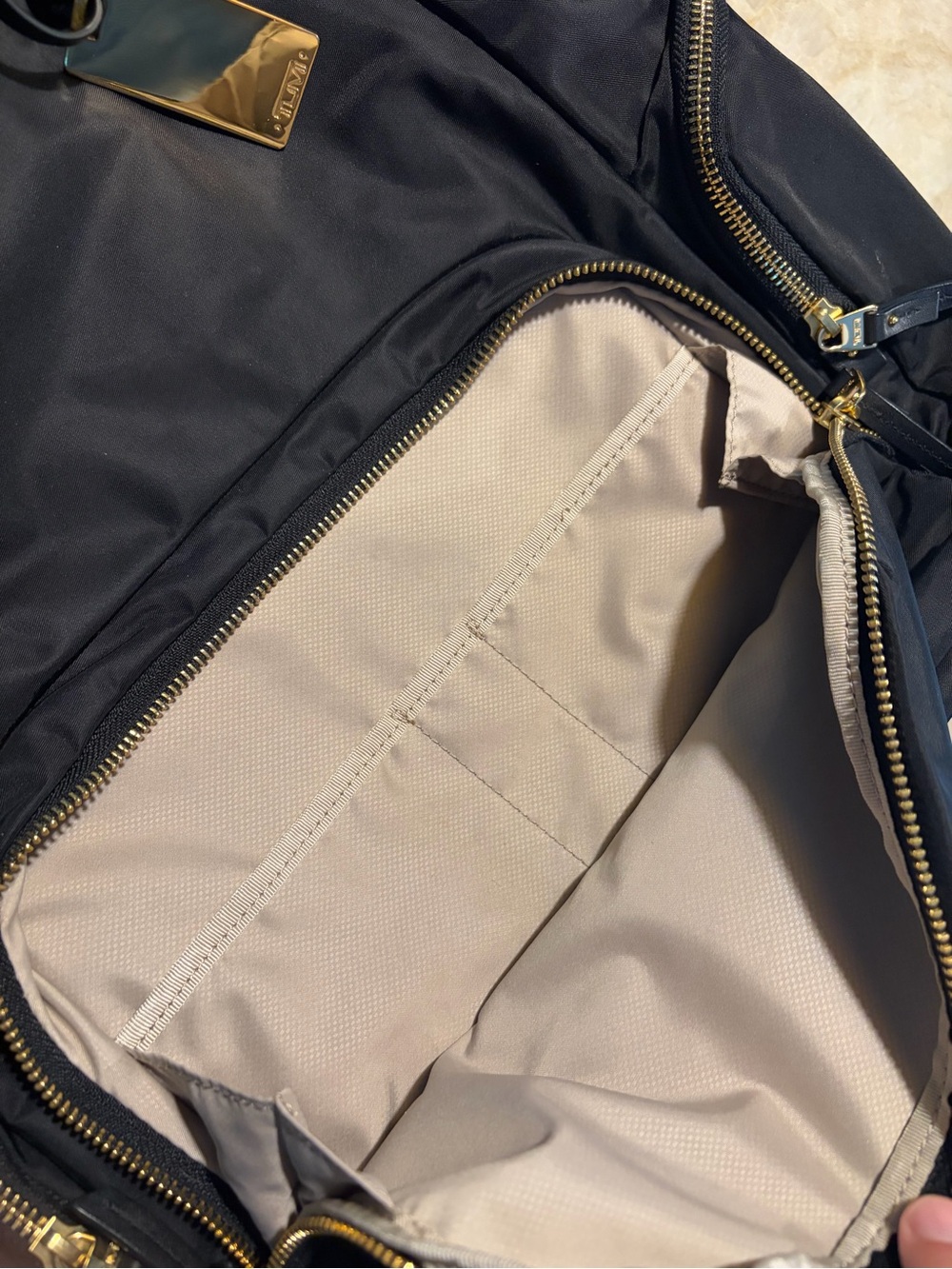TUMI Voyageur Nylon Backpack Black Gold Hardware - Picture 4 of 5